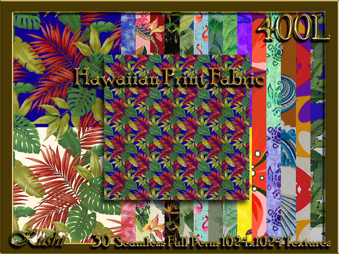 Hawaiian Printed Fabric Seamless Textures Materials Ready Full Perms 1024x1024