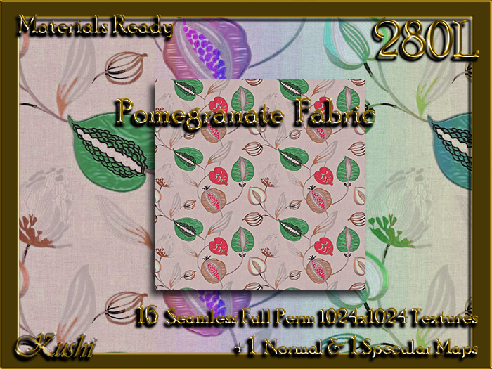 Pomegranate Embroidery Fabric Seamless Textures Materials Ready Full Perms 1024x1024