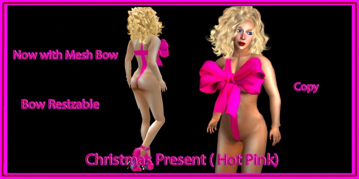CHRISTMAS PRESENT ( HotPink ) ( Mesh Bow )
