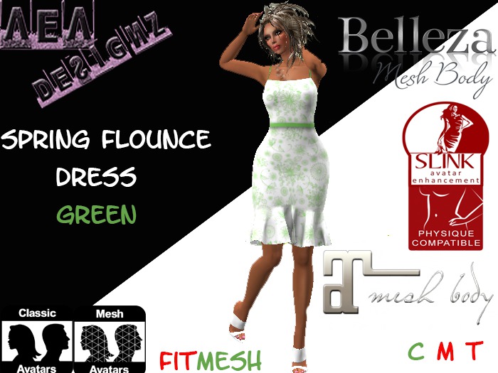 AEAD Flounce Spring Dress Green