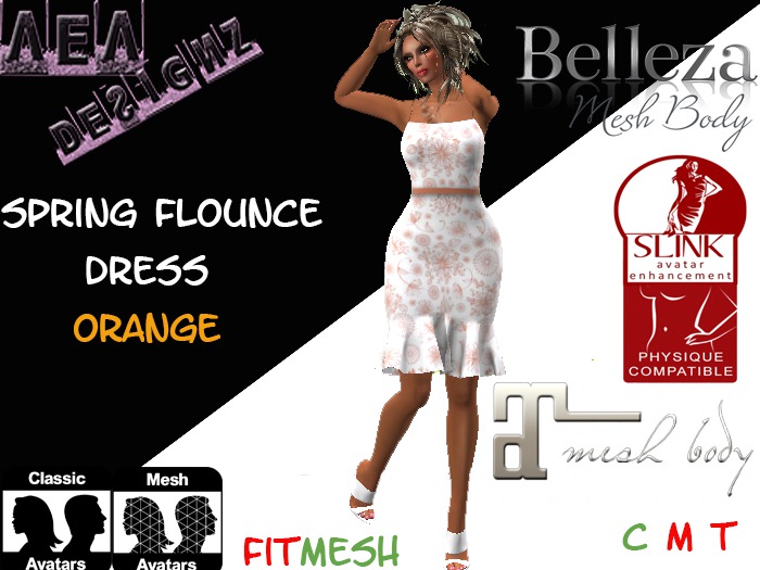 AEAD Flounce Spring Dress Orange