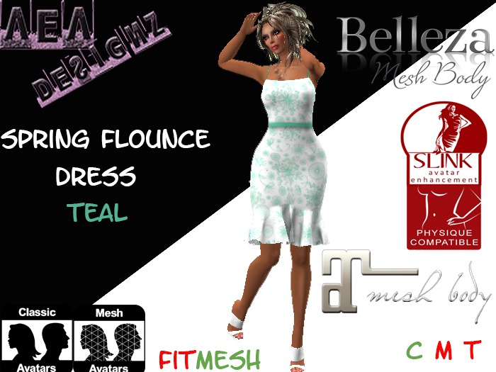 AEAD Flounce Spring Dress Teal