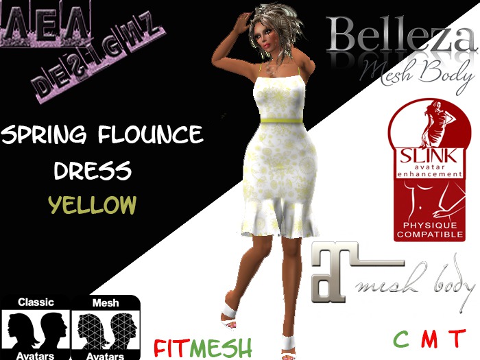AEAD Flounce Spring Dress Yellow