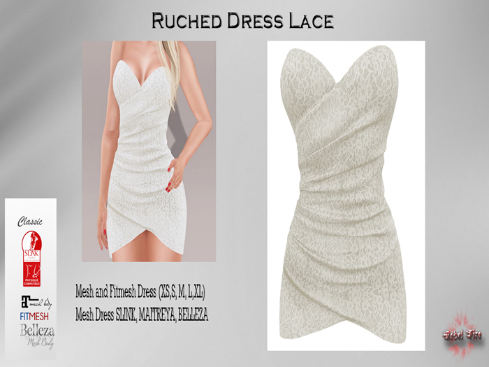 *Rebel Fire* Ruched Dress Lace white