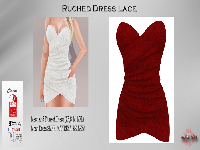 *Rebel Fire* Ruched Dress Lace red