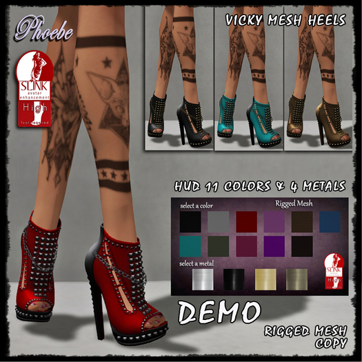 *P* Vicky Mesh Heels ~Multitextures DEMO HUD~ (wear) Slink High