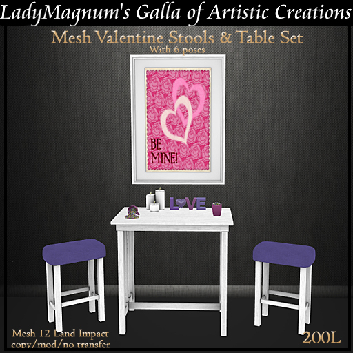 LadyMs Mesh Valentine Stools & Table Set - No 6