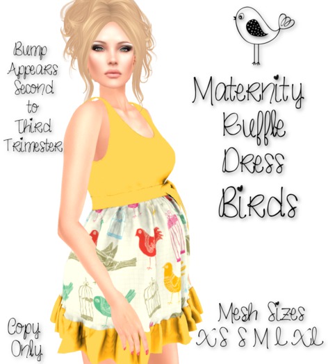 ~TCR~ Maternity~ Maternity Ruffle Dress Birds
