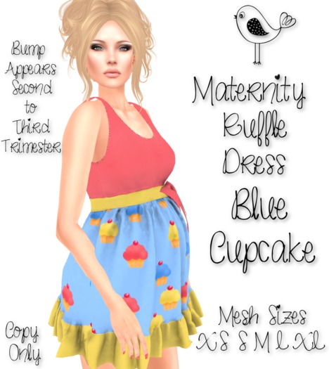 ~TCR~ Maternity~ Maternity Ruffle Dress Blue Cupcake