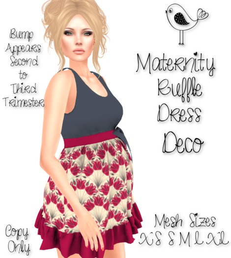 Maternity Ruffle Dress Birds