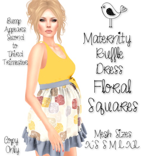 Maternity Ruffle Dress Birds