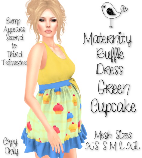 Maternity Ruffle Dress Birds