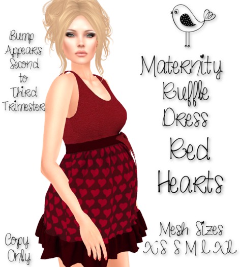 ~TCR~ Maternity~ Maternity Ruffle Dress Red Hearts