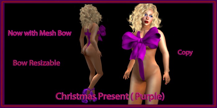 CHRISTMAS PRESENT ( PURPLE ) ( Mesh Bow )