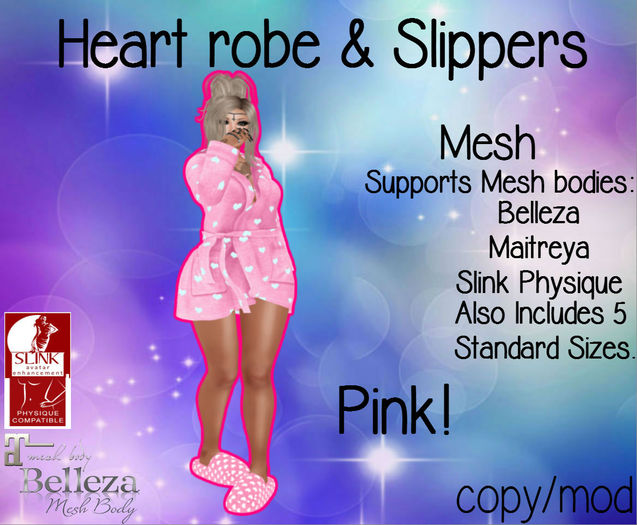 .:OMG:.Heart Robe & Slippers. Pink