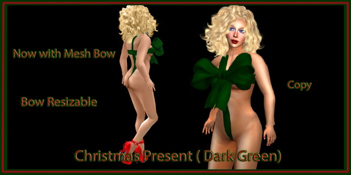 CHRISTMAS PRESENT ( Dark GREEN  )  ( Mesh Bow )