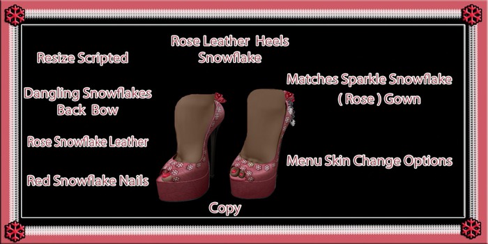 Rose leather  snowflake heels