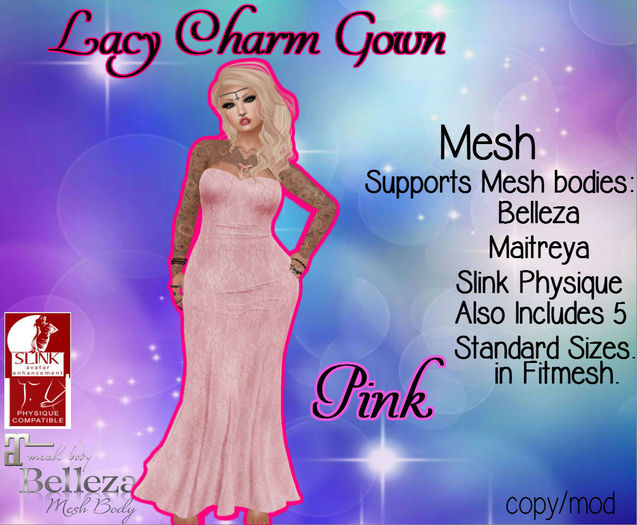 .:OMG:.LacyCharm Gown Pink