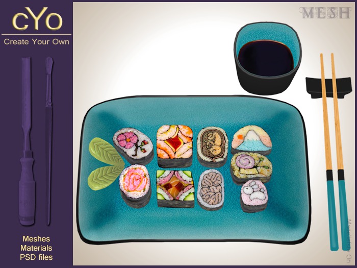 cYo Sushi Art Set | Lancheira, set arte sushi, permissões totais + arquivo do Photoshop