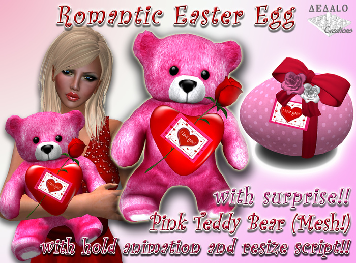 Romantic Easter Egg (with surprise Pink Teddy Bear) * SPECIAL PRICE Happy Easter Promo *