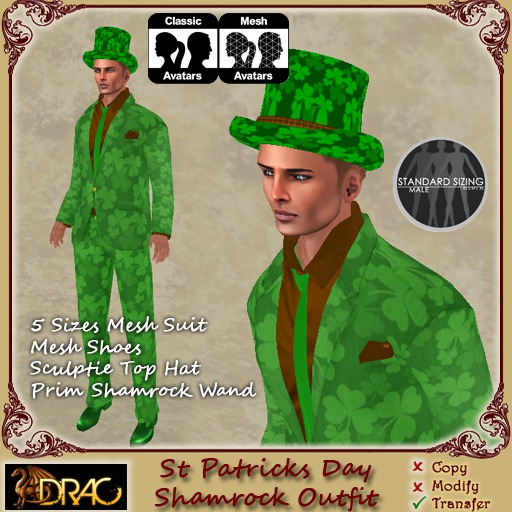 [Drac] Men's St Patricks Day Shamrock Outfit