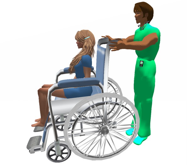 Second Life Marketplace Wheelchair pusher & Wheelchair