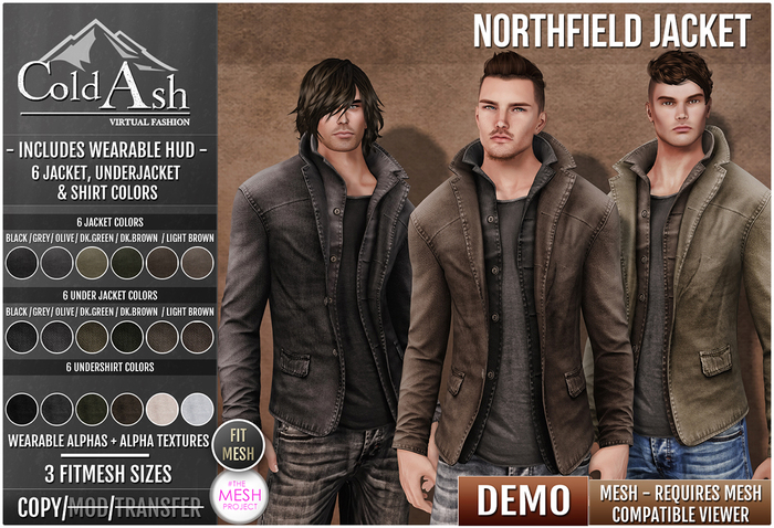 {COLD-ASH} DEMO Mens MESH NORTHFIELD Jacket
