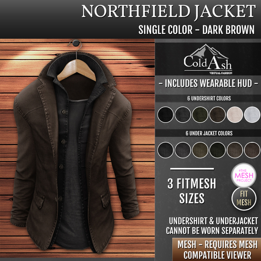 {COLD-ASH} Mens MESH NORTHFIELD Jacket (Dark Brown) (Boxed)