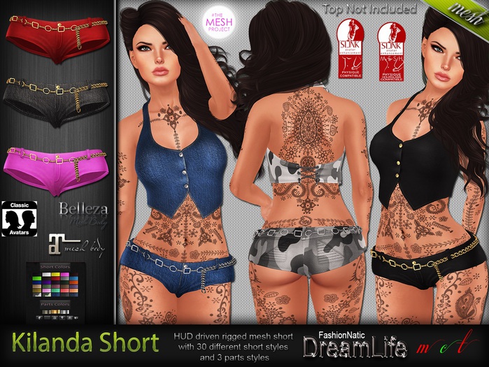 Kilanda Shorts - Maitreya Lara, Slink Physique Hourglass, Belleza Isis Freya Venus, TMP - DreamLife - FashionNatic
