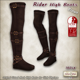 [V/W] Slink Rider Brown High Boots - Medieval fantasy "over the knee" boots for Slink Physique