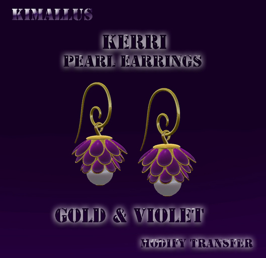 *KJ* Kerri Pearl Earrings - Gold Violet