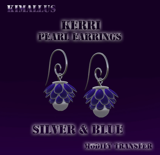 *KJ* Kerri Pearl Earrings - Silver & Blue