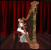 Rose Concert Harp and Animated Stool