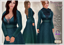 [V/W] Dionne Gown Teal - Medieval fantasy lady dress in 5 classic + 3 fitted mesh sizes, w/ omega appliers