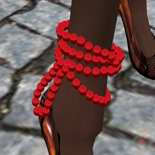 Red (shine) Anklet Bead Wrap ~ 1 loop