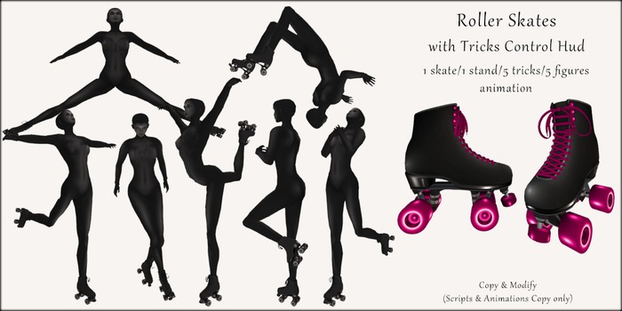 AvaGirl - Roller Skates with Tricks Control Hud BLACK
