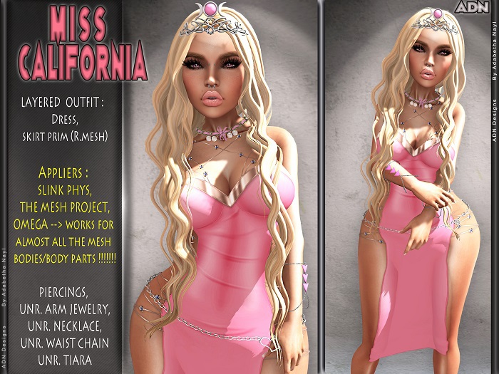[AdN] MISS CALIFORNIA (LAYERED dress Appliers SLINK THE MESH PROJECT TMP OMEGA)