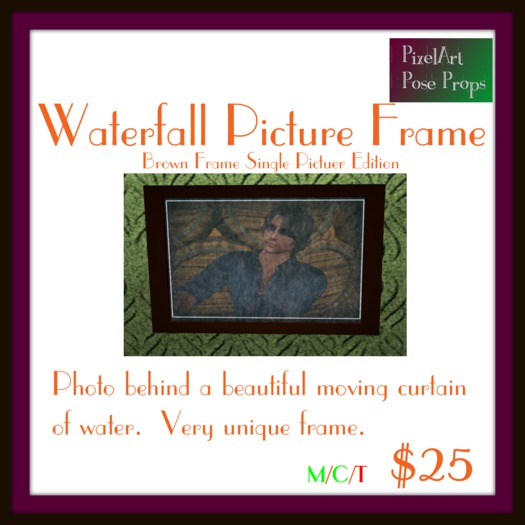 PixelArt Waterfall Picture Frame Brown 