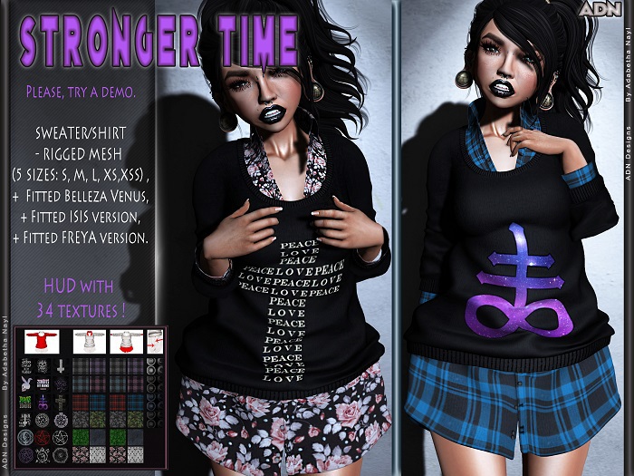 [ADN] STRONGER TIME (RIGGED MESH FITTED BELLEZA VENUS ISIS FREYA + HUD WITH + 34 TEXTURES)