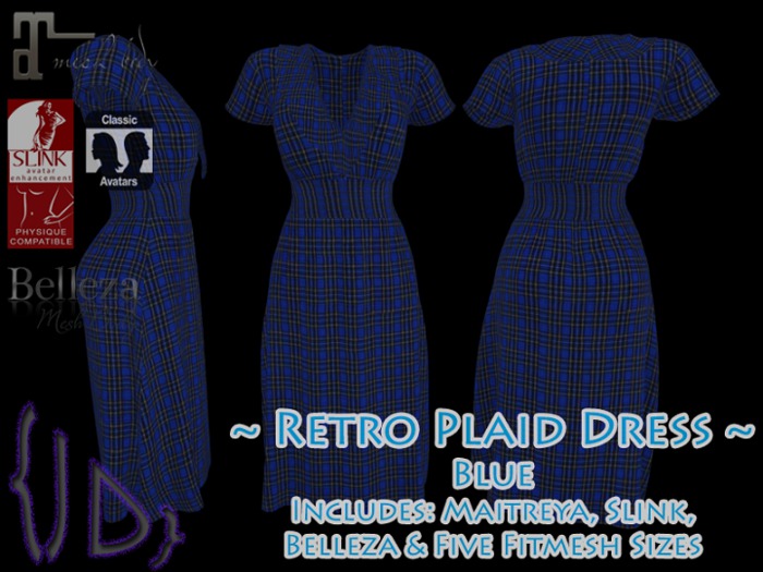 {JD} Retro Plaid Dress - Blue