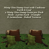 Misty Glen Stump Seat w Cushion Earth & Leaf