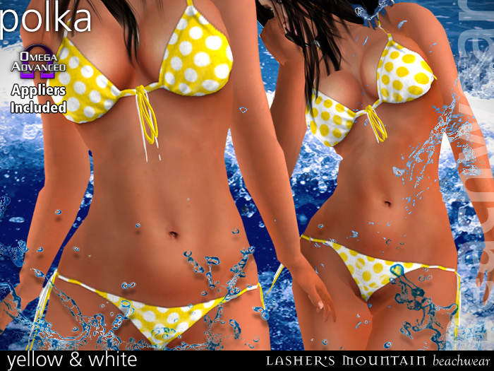 polka - jaune et blanc - triangle supérieur micro bikini maillots de bain ensemble avec Omega Applicateurs