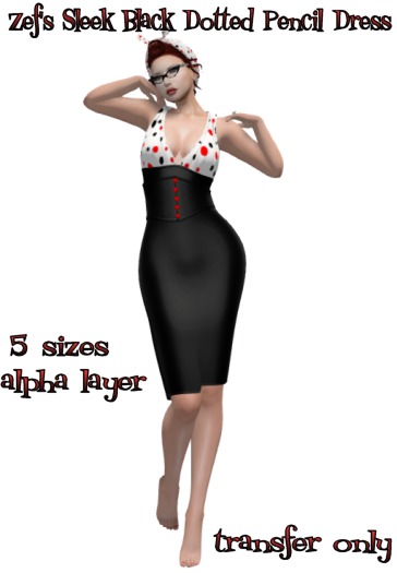 Zef's Sleek Black Dotted Pencil Dress