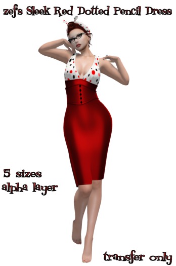 Zef's Sleek Red Dotted Pencil Dress