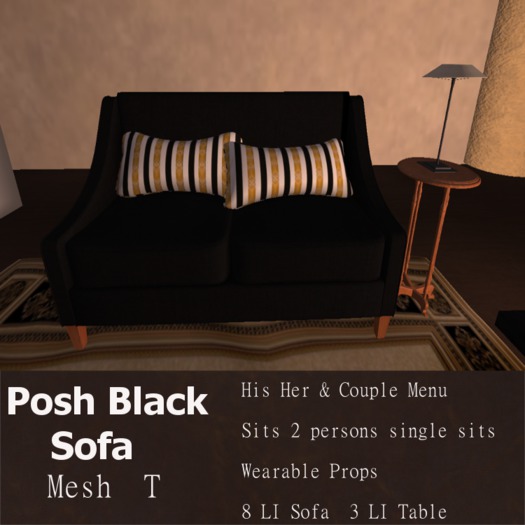 K&J Posh Black Sofa