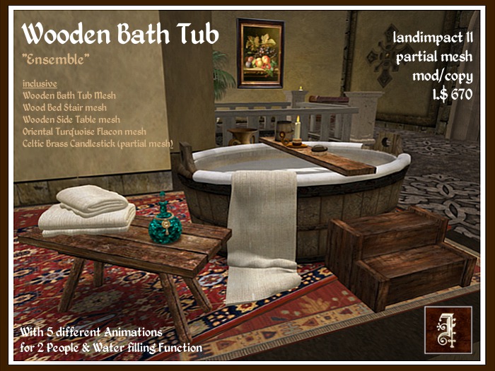 *IOLAIR* Wooden Bath Tub"Ensemble" Box