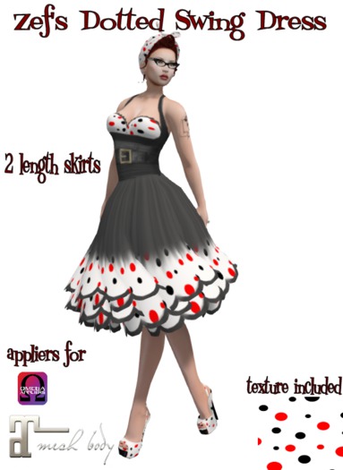 Zef's Rockabilly Dotted Swing Dress with Appliers