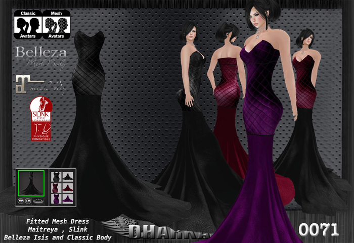 Dharkan - 0071  Fitted Mesh Dress (Mesh Body And Classic Body)