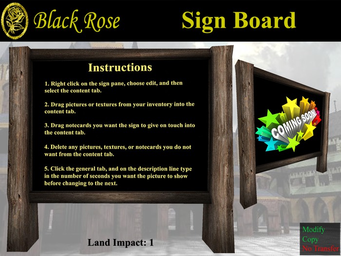 Black Rose Sign Board