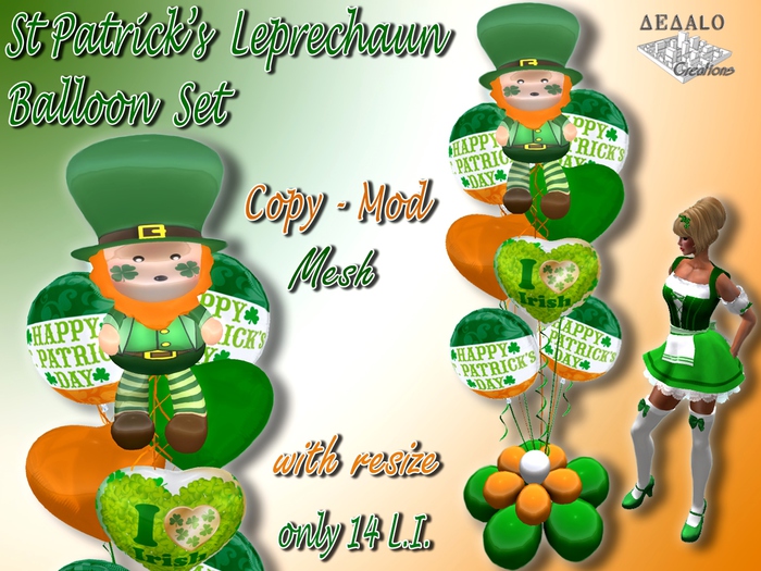 St Patrick's Day Leprechaun Balloons Set - Mesh * Happy St Patrick's Day Promo Price *